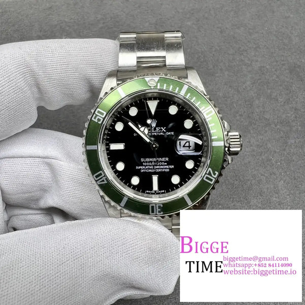 Submariner 40Mm 116610Lv 904L Green Bezel Black Dial Rehaut Ss Bracelet Raf A3135 Option1 Rolex
