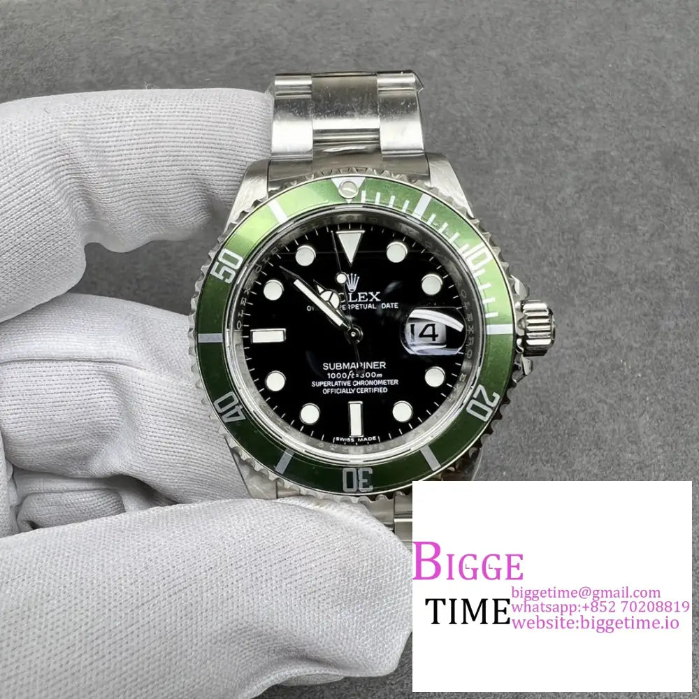 Submariner 40Mm 116610Lv 904L Green Bezel Black Dial Rehaut Ss Bracelet Raf A3135 Option1 Rolex