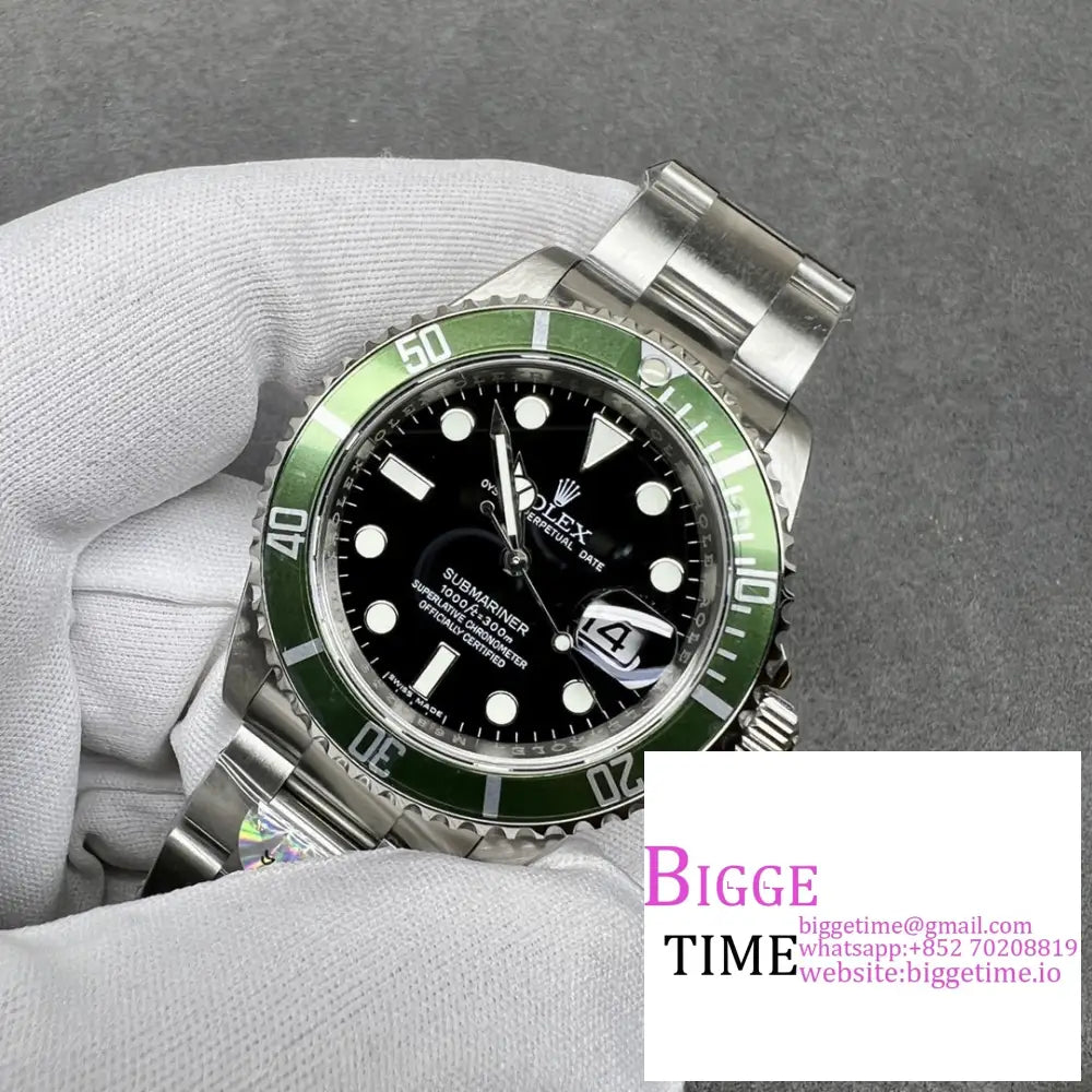 Submariner 40Mm 116610Lv 904L Green Bezel Black Dial Rehaut Ss Bracelet Raf A3135 Rolex