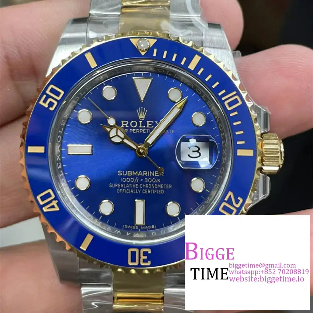 Submariner 40Mm 116613Lb 904L Ceramic Blue Dial Yg/Ss Bracelet Clean Factory Cf Vr3135 Option1 Rolex