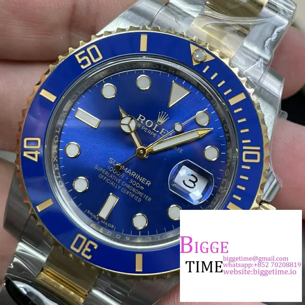 Submariner 40Mm 116613Lb 904L Ceramic Blue Dial Yg/Ss Bracelet Clean Factory Cf Vr3135 Rolex