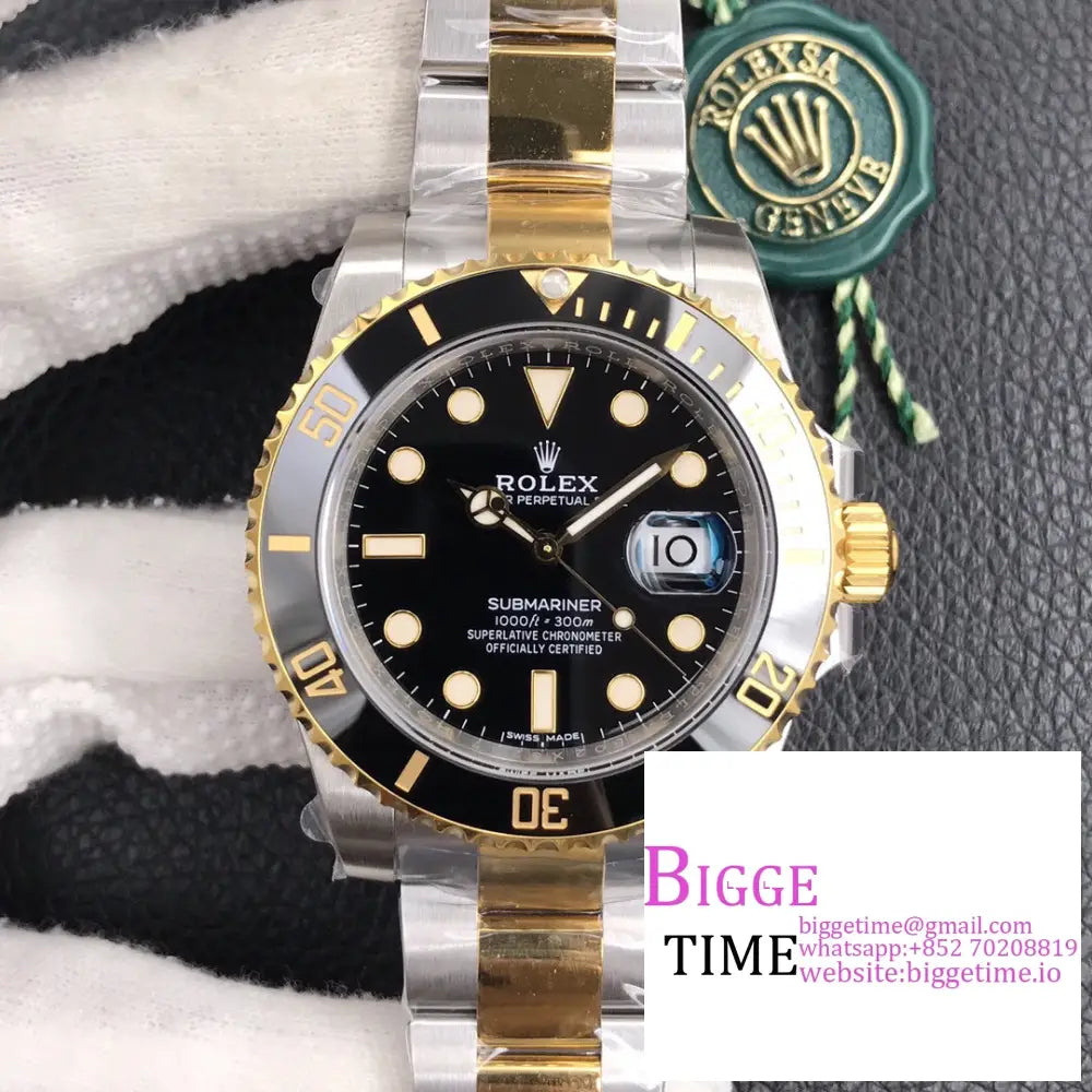 Submariner 40Mm 116613Ln 904L Ceramic Black Dial Yg/Ss Bracelet Vsf Vs3135 Option1 Rolex