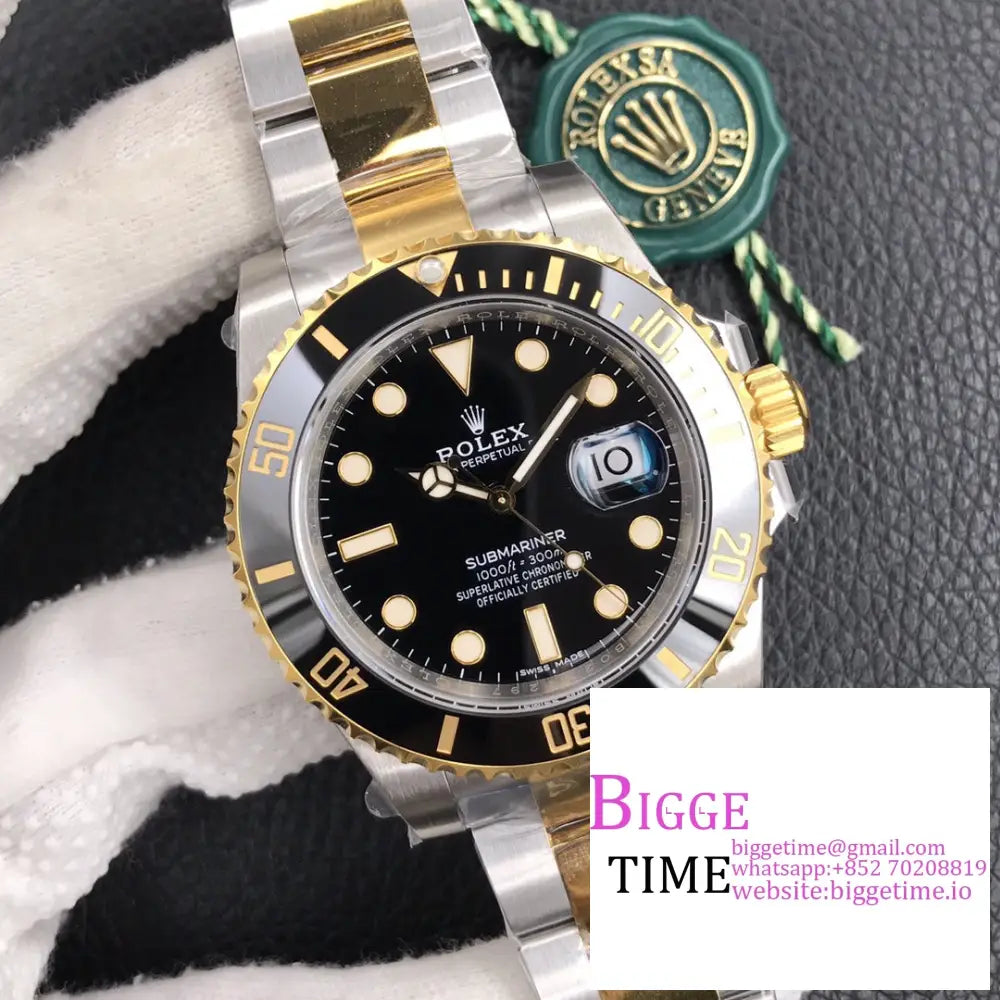 Submariner 40Mm 116613Ln 904L Ceramic Black Dial Yg/Ss Bracelet Vsf Vs3135 Rolex