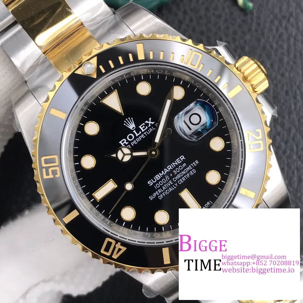 Submariner 40Mm 116613Ln 904L Ceramic Black Dial Yg/Ss Bracelet Vsf Vs3135 Rolex