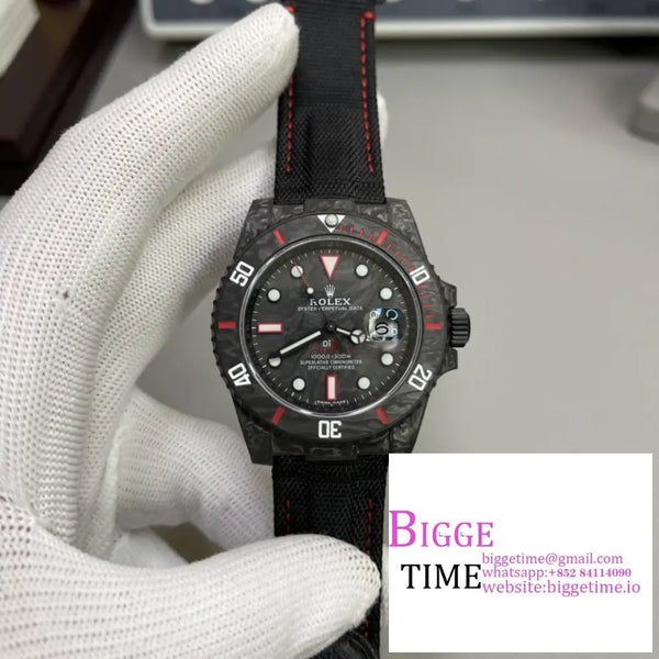 Diw Submariner 40Mm Forged Carbon Red Element Black Dial Nylon Strap Vsf Vs3135 Option1 Rolex