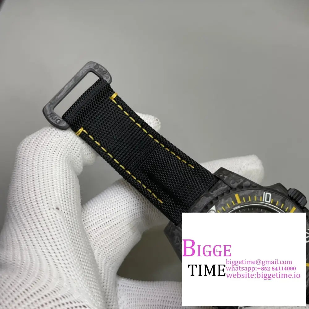 Diw Submariner 40Mm Forged Carbon Yellow Element Black Dial Nylon Strap Vsf Vs3135 Rolex