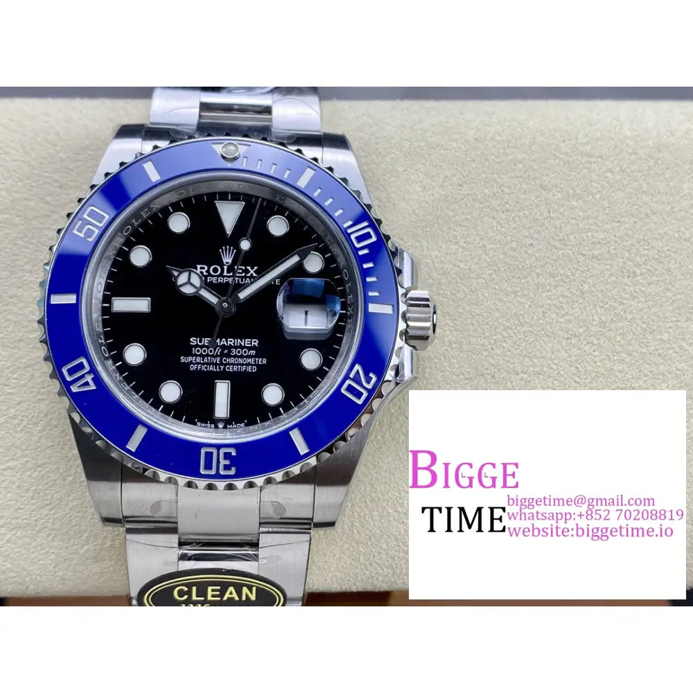 Submariner 41Mm 126610Lb 904L Blue Ceramic Black Dial Ss Bracelet Clean Factory Cf Vr3235 Rolex