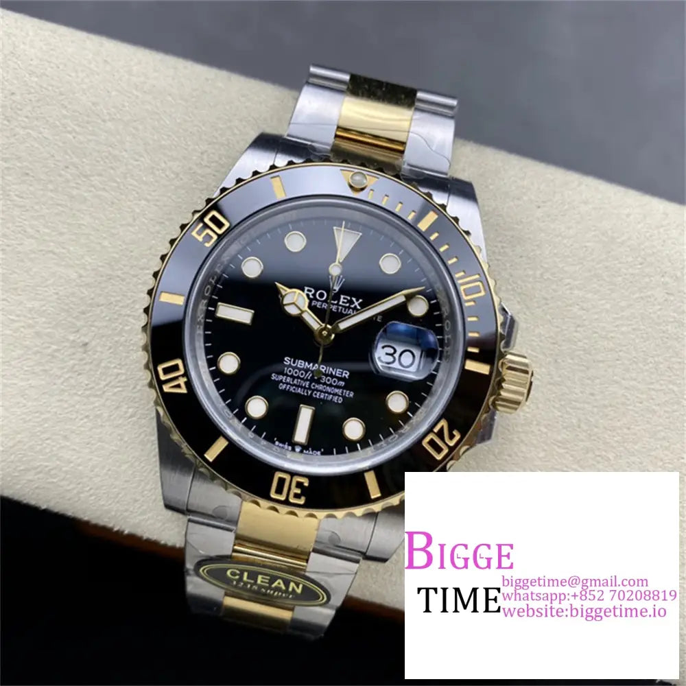 Submariner 41Mm 126613Ln 904L Ceramic Black Dial Yg/Ss Bracelet Clean Factory Cf Vr3235 Option1