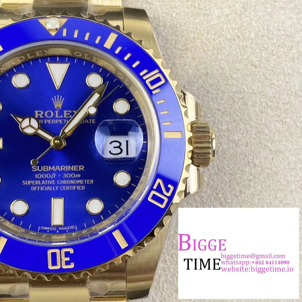 Submariner Yg 40Mm 116618Lb 904L Ceramic Blue Dial Bracelet Clean Factory Cf Vr3135 Rolex
