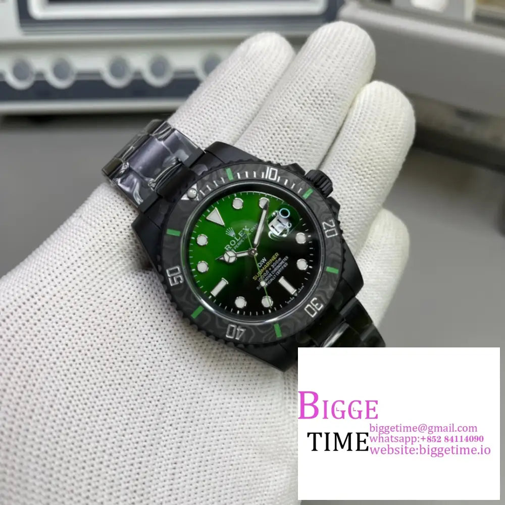 Diw Submariner 40Mm Dlc Green/Black Dial Ss Bracelet Vsf Vs3135 Rolex
