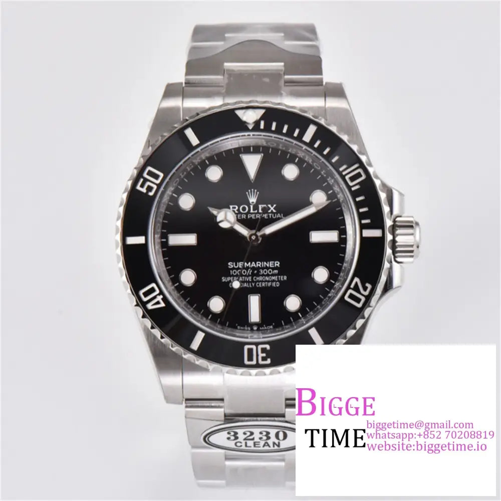 Submariner No Date 41Mm 124060 904L Ceramic Black Dial Ss Bracelet Clean Factory Cf Vr3230 Option1