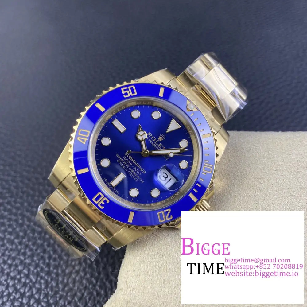 Submariner Yg 40Mm 116618Lb 904L Ceramic Blue Dial Bracelet Clean Factory Cf Vr3135 Rolex