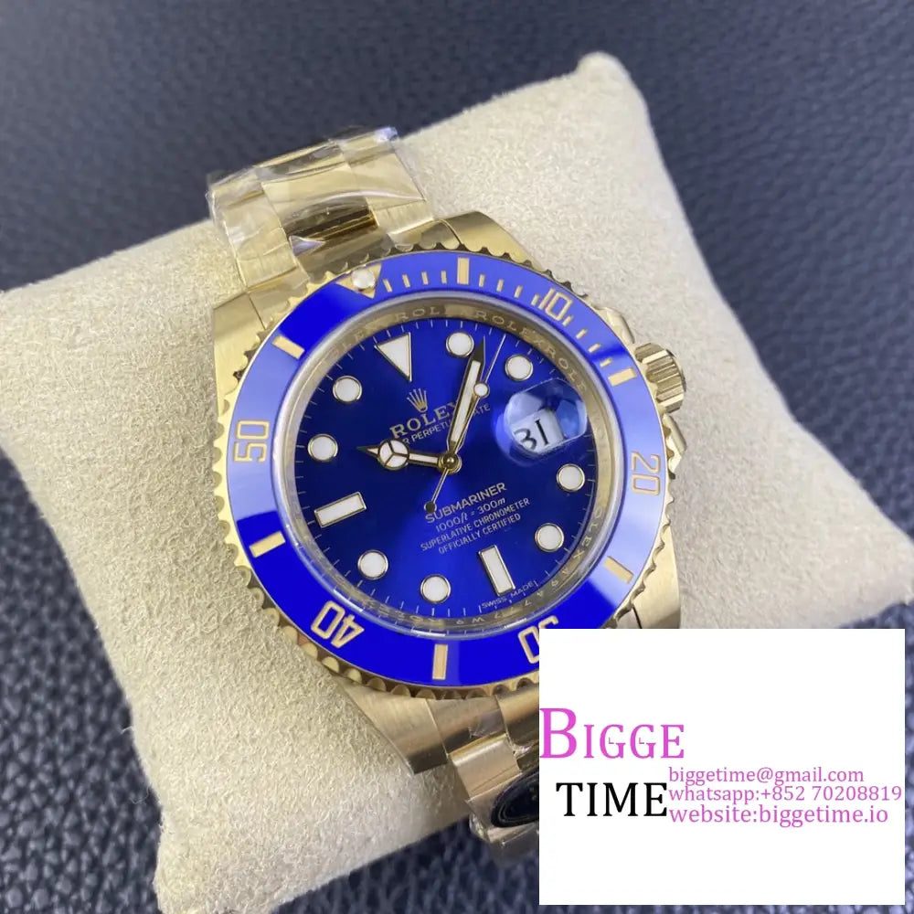 Submariner Yg 40Mm 116618Lb 904L Ceramic Blue Dial Bracelet Clean Factory Cf Vr3135 Rolex