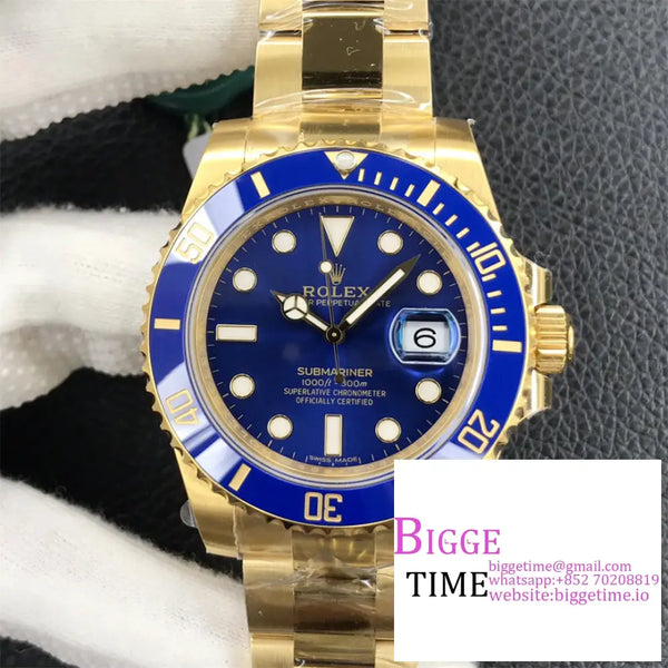 Submariner Yg 40Mm 116618Lb 904L Ceramic Blue Dial Bracelet Vsf Vs3135 Option1 Rolex