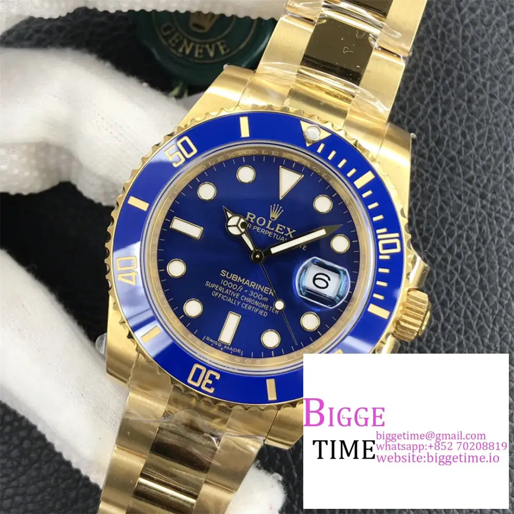 Submariner Yg 40Mm 116618Lb 904L Ceramic Blue Dial Bracelet Vsf Vs3135 Rolex