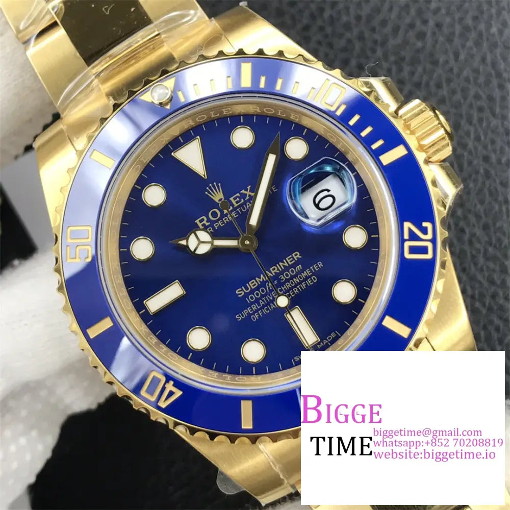 Submariner Yg 40Mm 116618Lb 904L Ceramic Blue Dial Bracelet Vsf Vs3135 Rolex