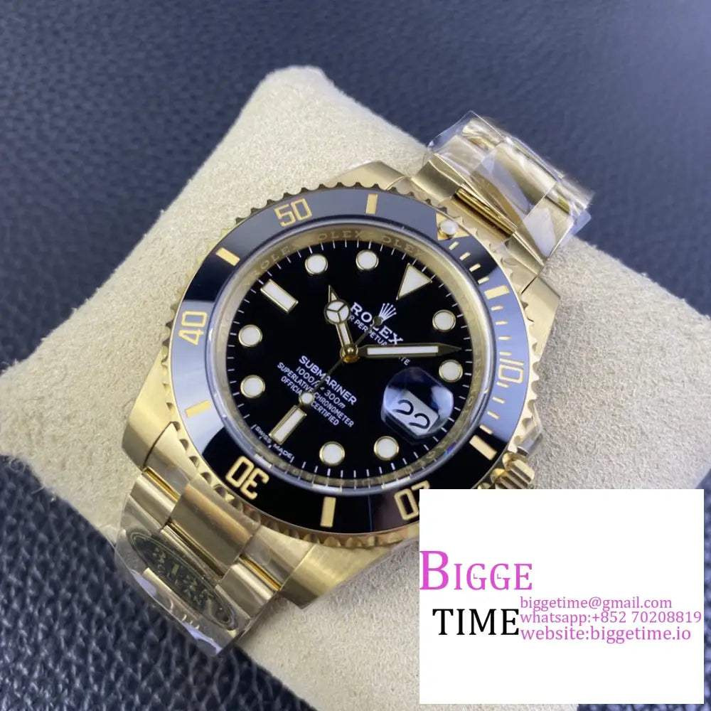 Submariner Yg 40Mm 116618Ln 904L Ceramic Black Dial Bracelet Clean Factory Cf Vr3135 Rolex