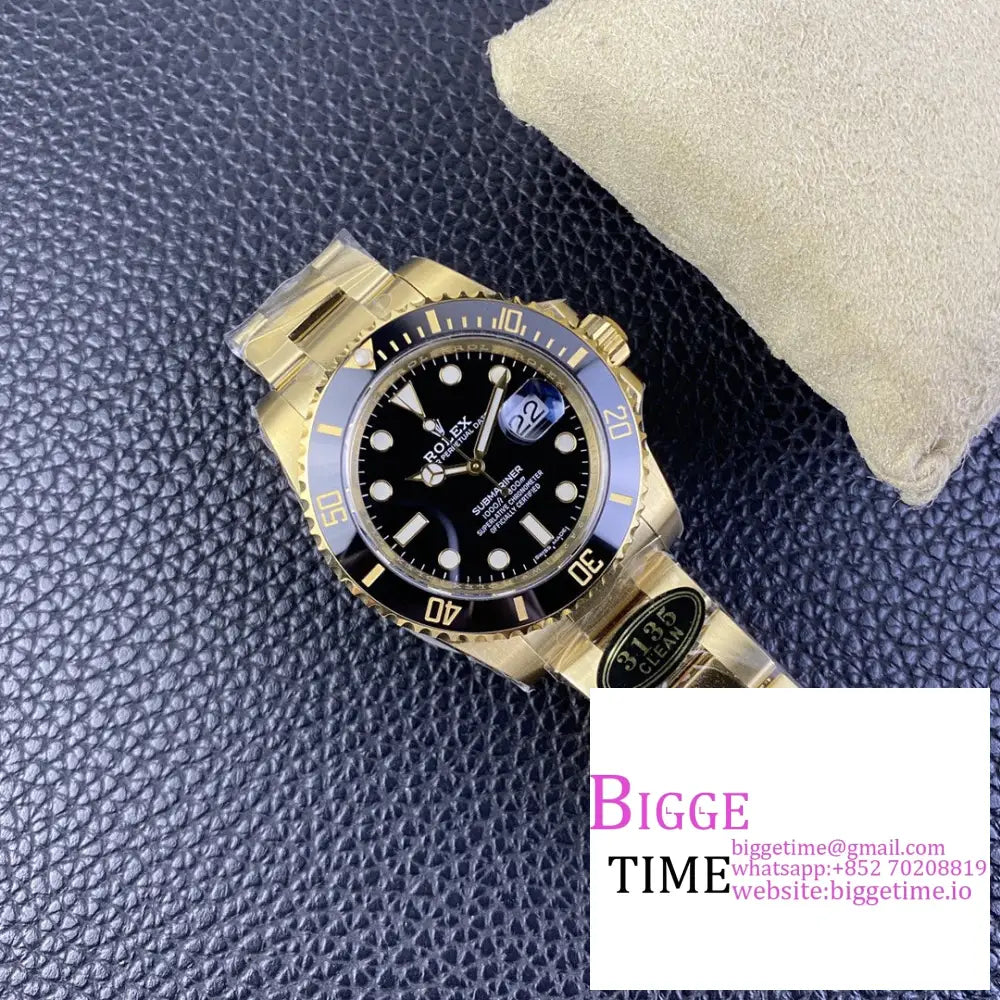 Submariner Yg 40Mm 116618Ln 904L Ceramic Black Dial Bracelet Clean Factory Cf Vr3135 Rolex