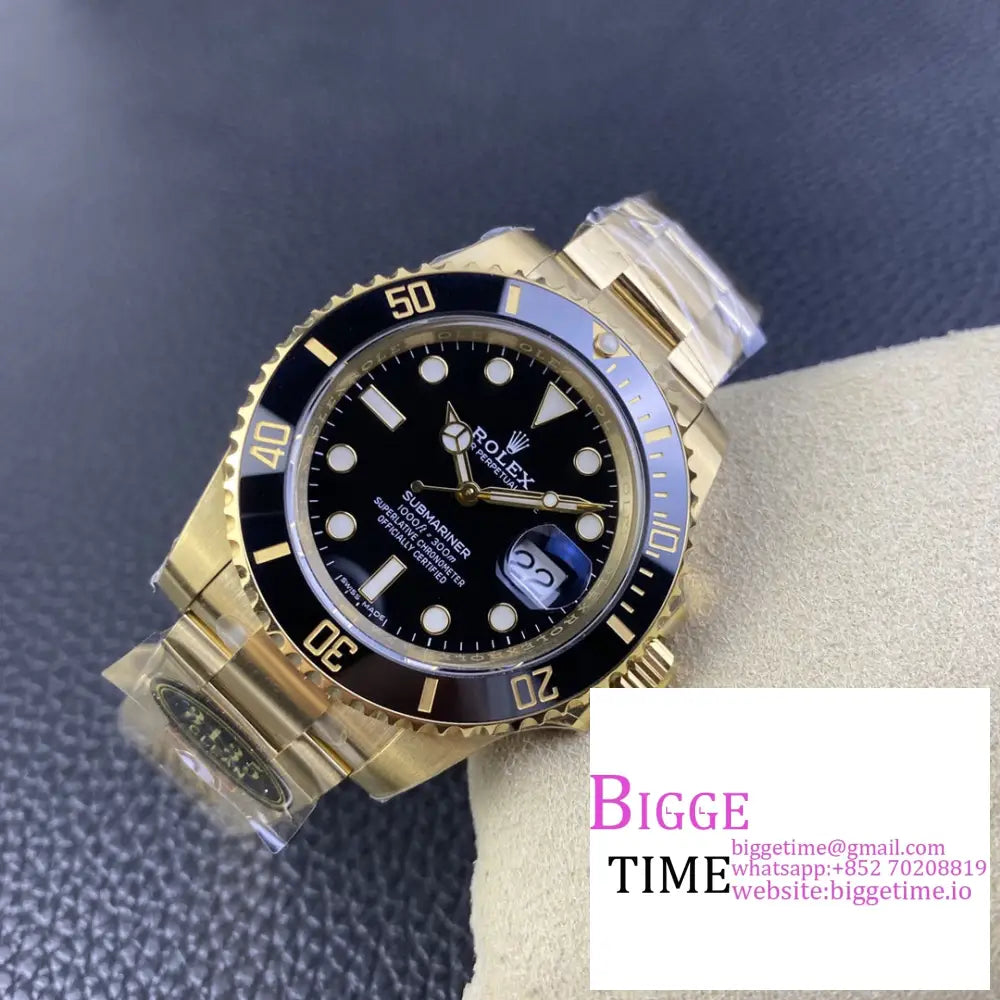 Submariner Yg 40Mm 116618Ln 904L Ceramic Black Dial Bracelet Clean Factory Cf Vr3135 Rolex