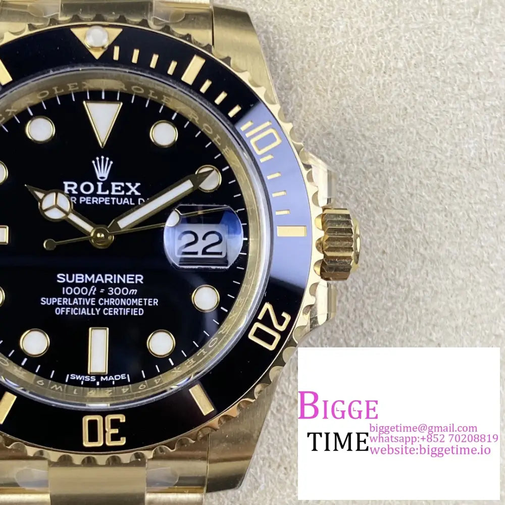 Submariner Yg 40Mm 116618Ln 904L Ceramic Black Dial Bracelet Clean Factory Cf Vr3135 Rolex