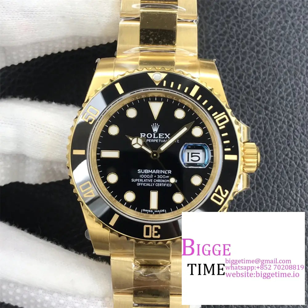 Submariner Yg 40Mm 116618Ln 904L Ceramic Black Dial Bracelet Vsf Vs3135 Option1 Rolex