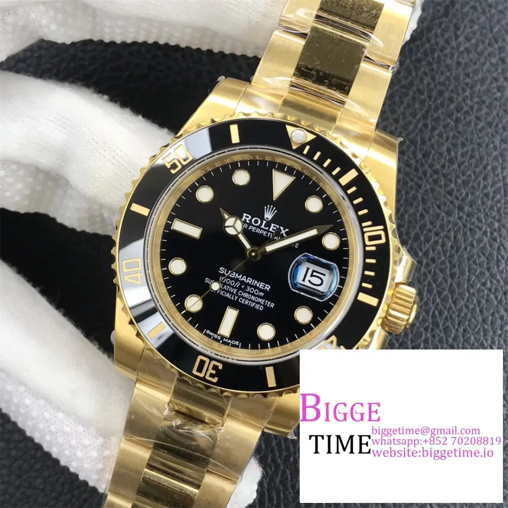 Submariner Yg 40Mm 116618Ln 904L Ceramic Black Dial Bracelet Vsf Vs3135 Rolex