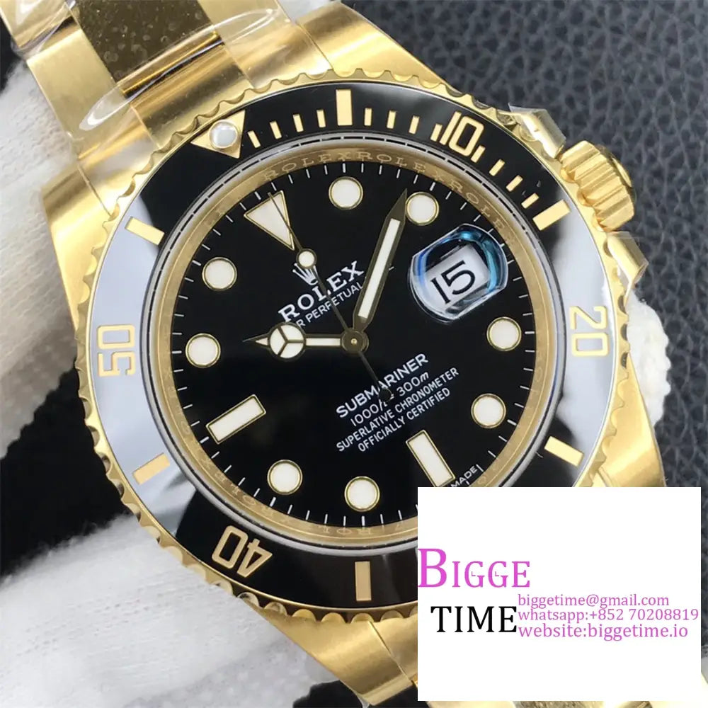 Submariner Yg 40Mm 116618Ln 904L Ceramic Black Dial Bracelet Vsf Vs3135 Rolex