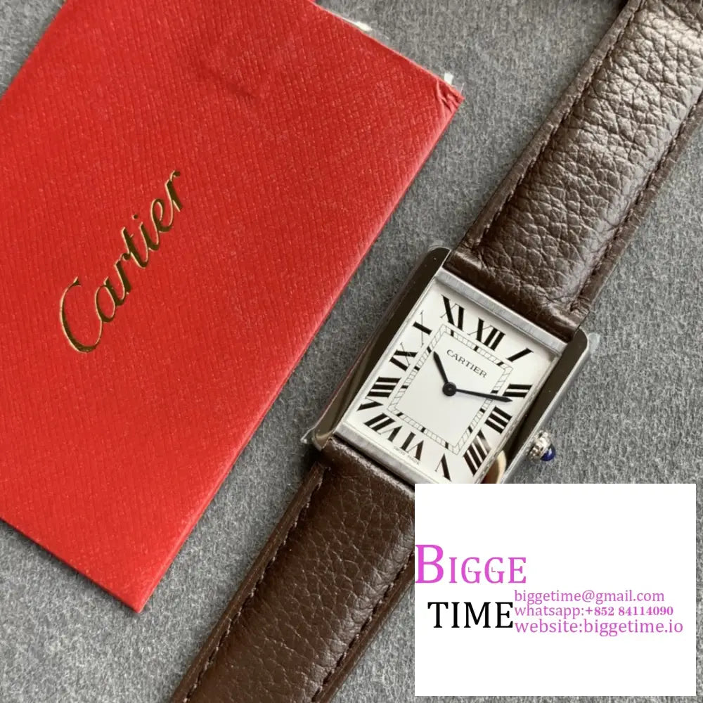 Tank 24Mm White Dial Brown Leather Strap K11F Swiss Quartz Cartier