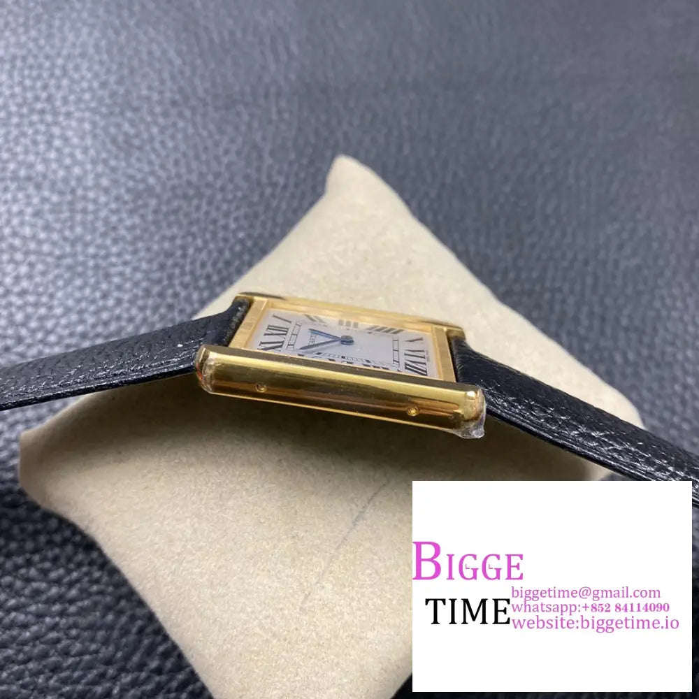 Tank 24Mm Yg White Dial Black Leather Strap K11F Swiss Quartz Cartier