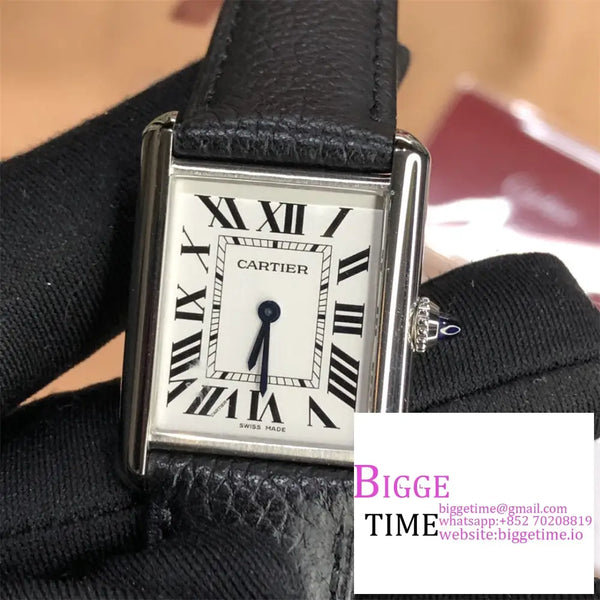 Tank Must 22Mm White Dial Black Leather Strap F1F Swiss Quartz Option1 Cartier