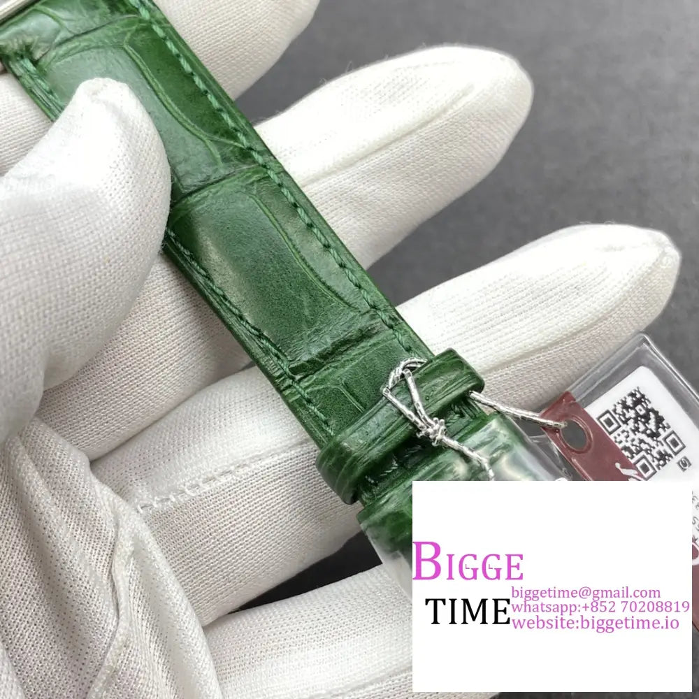 Tank Must 25Mm Green Dial Leather Strap F1F Swiss Quartz Cartier