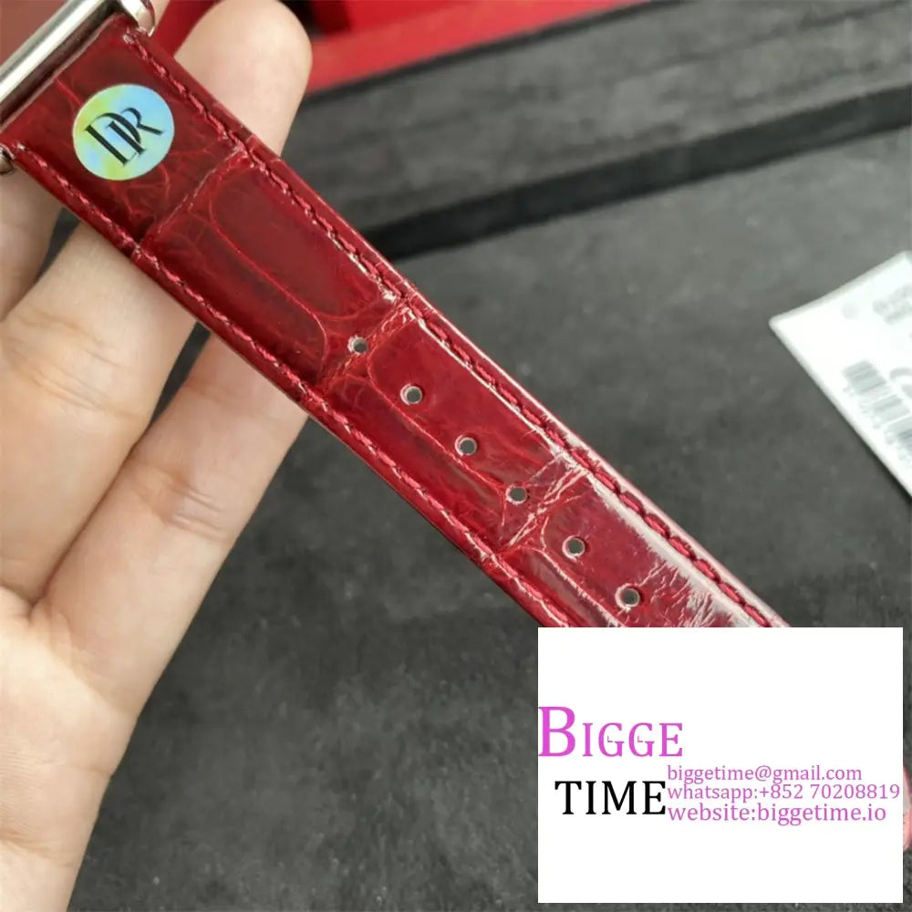 Tank Must 25Mm Red Dial Leather Strap Drf Swiss Quartz Cartier