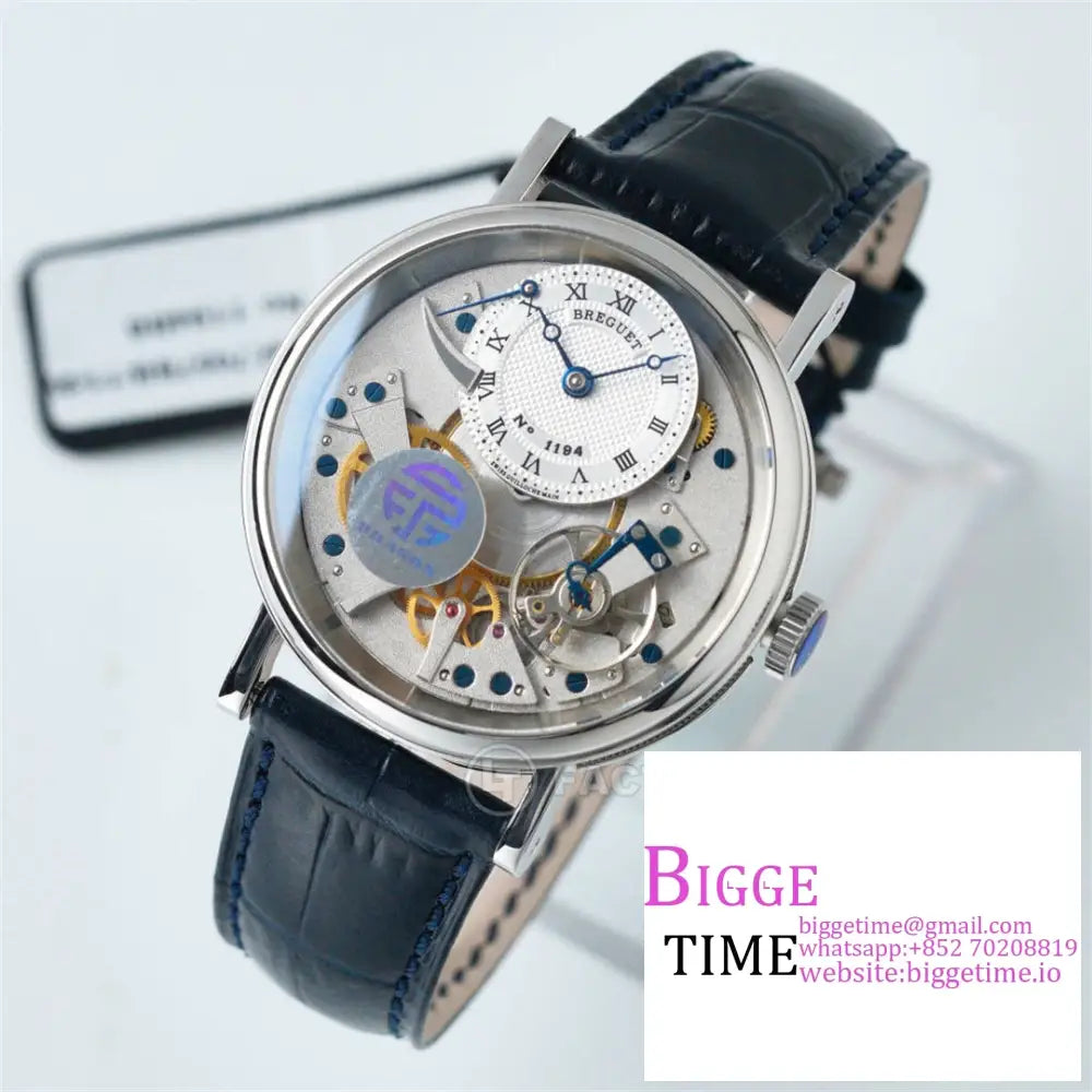 Tradition 40Mm White Dial Black Leather Strap Ltf Manual Breguet