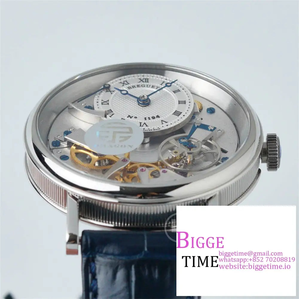 Tradition 40Mm White Dial Black Leather Strap Ltf Manual Breguet