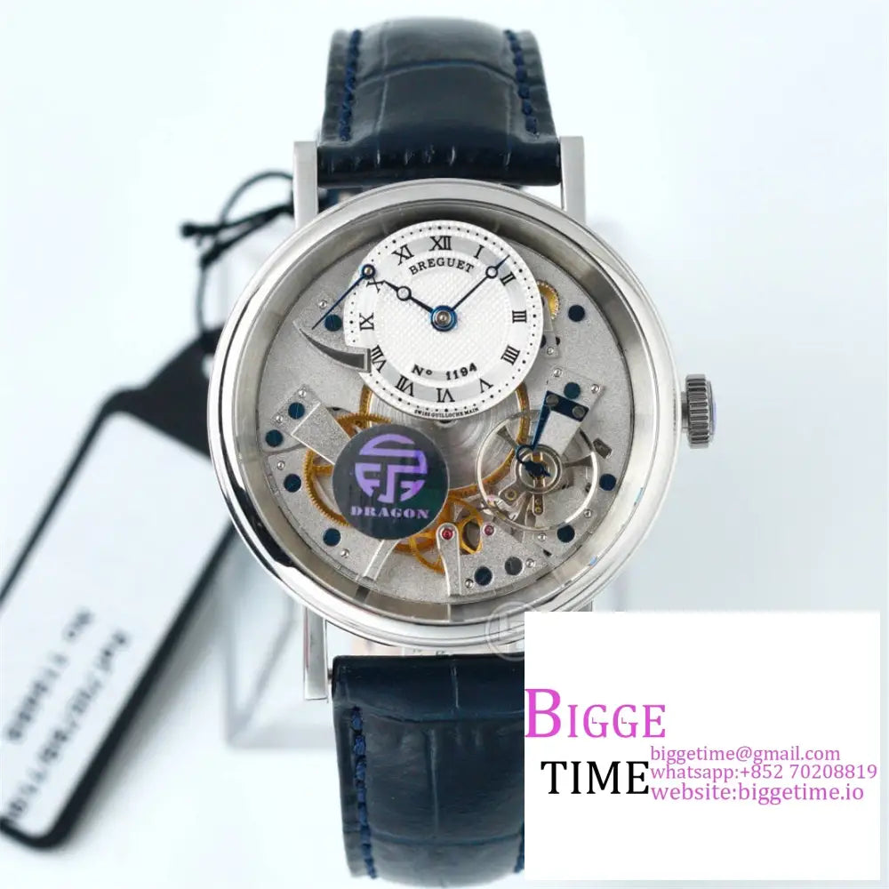 Tradition 40Mm White Dial Black Leather Strap Ltf Manual Breguet