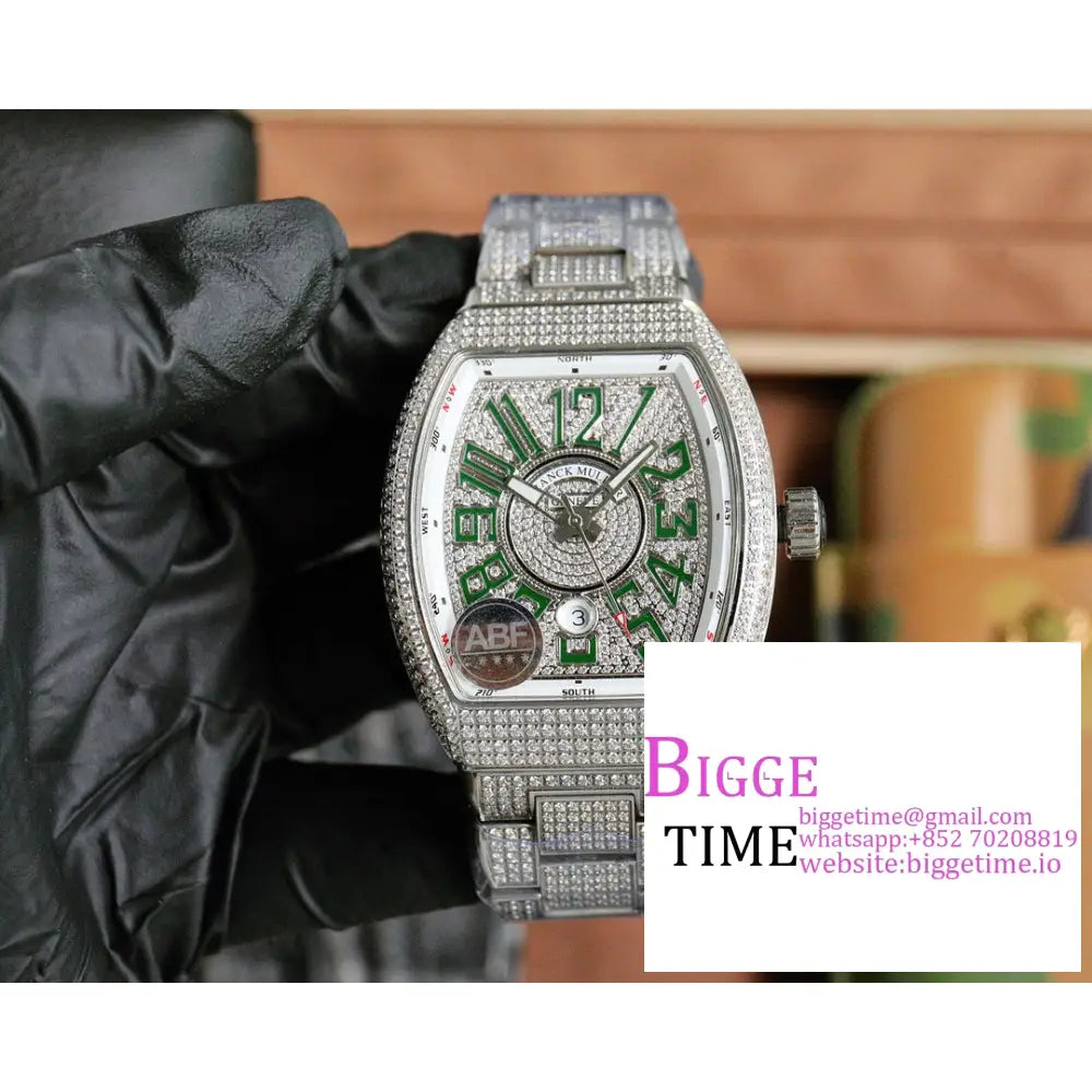 Vanguard V45 44Mm Diamond Bezel All Dial Rainbow Marker Bracelet Abf A2824 Franck Muller