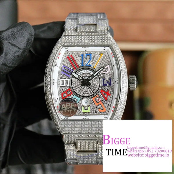 Vanguard V45 44Mm Diamond Bezel All Dial Rainbow Marker Bracelet Abf A2824 Option1 Franck Muller