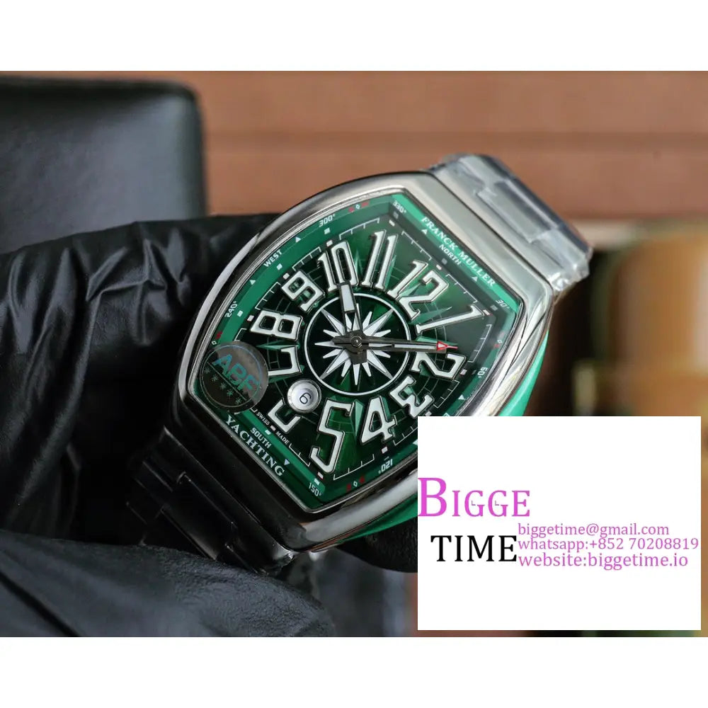 Vanguard V45 44Mm Green Dial Leather Strap Abf A2824 Franck Muller