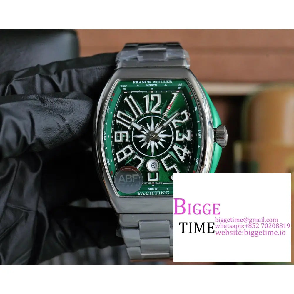 Vanguard V45 44Mm Green Dial Leather Strap Abf A2824 Franck Muller