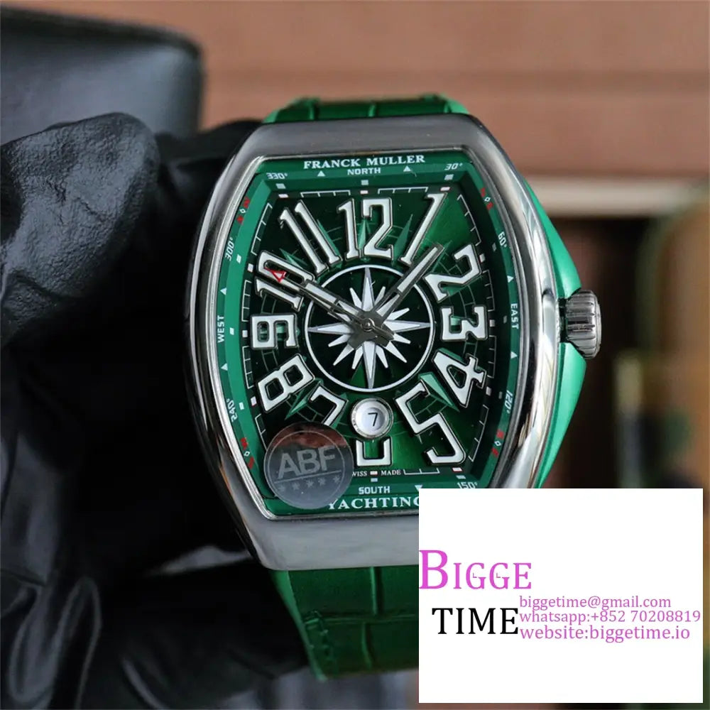 Vanguard V45 44Mm Green Dial Leather Strap Abf A2824 Option1 Franck Muller