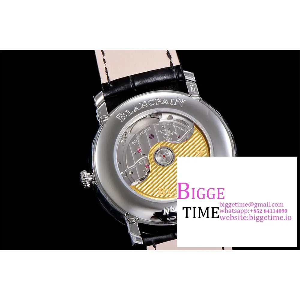 Villeret 6654 40Mm Grey Dial Black Leather Strap Omf A6654 Blancpain