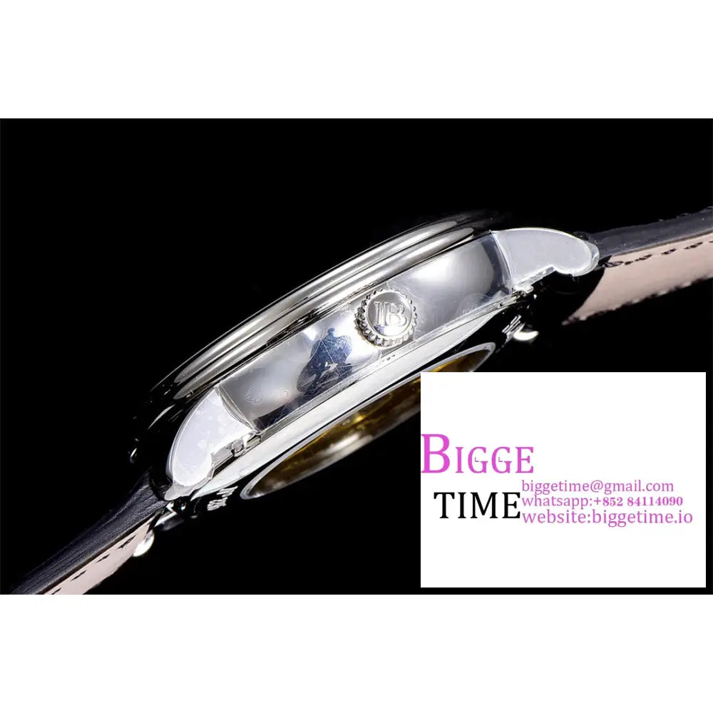 Villeret 6654 40Mm Grey Dial Black Leather Strap Omf A6654 Blancpain