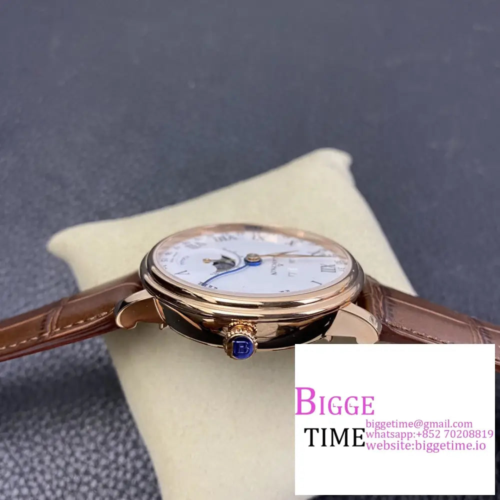 Villeret 6654 40Mm Rg White Dial Brown Leather Strap Omf A6654 Blancpain