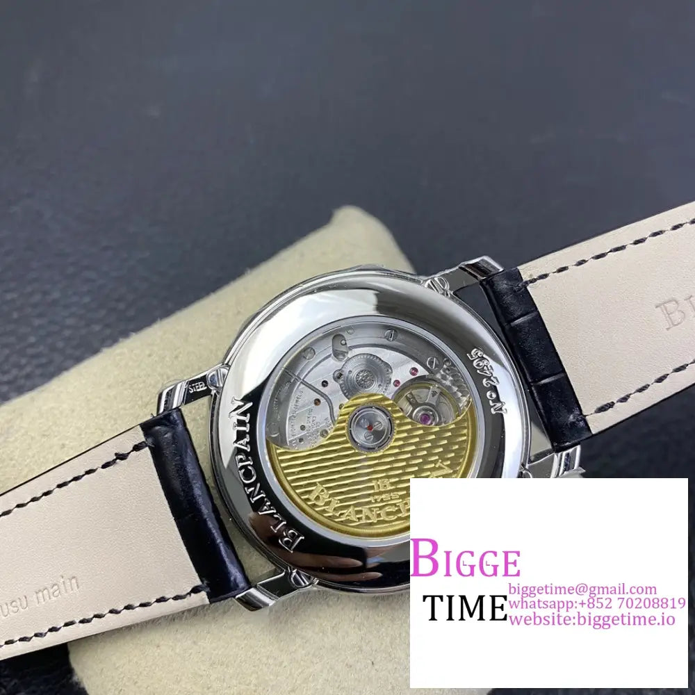 Villeret 6654 40Mm White Dial Black Leather Strap Omf A6654 Blancpain