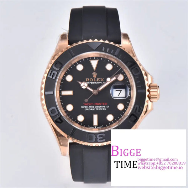 Yacht-Master 40Mm 116655 Rg Ceramic Black Dial Oysterflex Strap Clean Factory Cf Vr3235 Option1