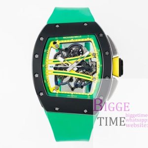 RM061 Black Ceramic ZF 1:1 Best Edition On Green Rubber Strap RMUL2