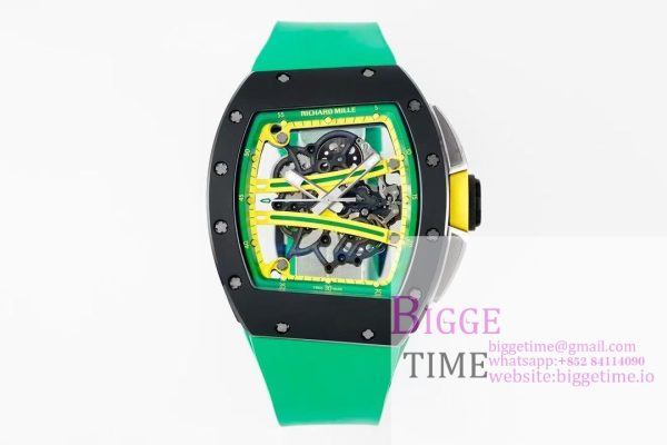 RM061 Black Ceramic ZF 1:1 Best Edition On Green Rubber Strap RMUL2