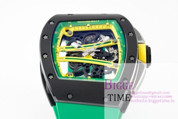 RM061 Black Ceramic ZF 1:1 Best Edition On Green Rubber Strap RMUL2 - Image 4