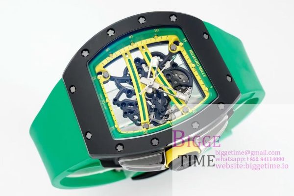 RM061 Black Ceramic ZF 1:1 Best Edition On Green Rubber Strap RMUL2 - Image 5