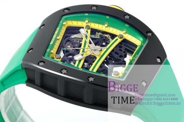 RM061 Black Ceramic ZF 1:1 Best Edition On Green Rubber Strap RMUL2 - Image 6
